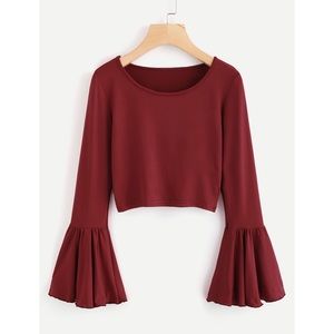 Fluted sleeve crop tee